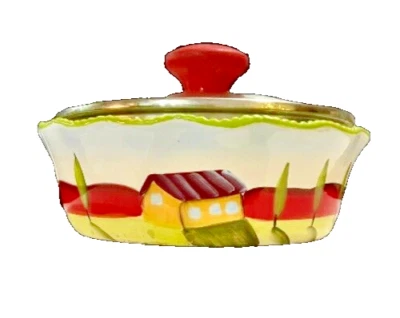 Caçarola Temp-tations por Tara Cucina padrão aposentado cerâmica prato com tampa de vidro - Imagem 1 de 4