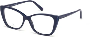 Swarovski SW 5290 090 Blue Eyeglasses Frames 53-15-140 STONES Big Cat Eye SK5290 - Picture 1 of 5