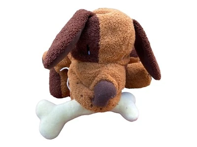 FOLKMANIS Brown Doggie With Bone Dog Hand Puppet Rattle Plush Toy 10” - image 1 of 4