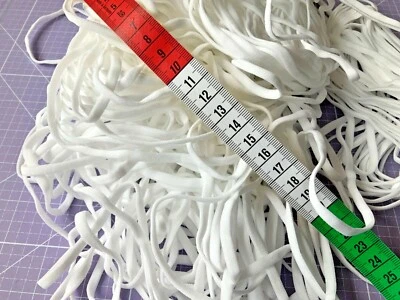 MARKENLOS 10m Gummikordel Gummiband Rund Ø 5mm Gummischnur für Mundschutz Masken Weiß