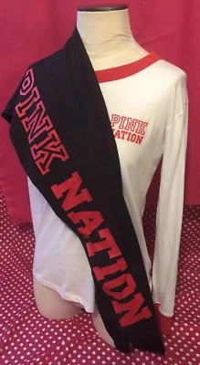Victoria's Secret S Set PINK Nation Ringer Tee Shirt Campus Legging Pant Red Nwt - Image 1 of 4