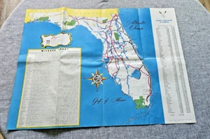 1951 Scenic Picturesque Florida Pictorial Cartoon Map George D. Way Vtg w/ Book - Picture 1 of 16