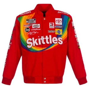 Kyle Busch JH Design Skittles Twill Cotton Uniform Full-Snap red Jacket - Picture 1 of 7