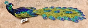 PAVO REAL 12' Clip En Adorno Decoración Hogar Azul Verde Lentejuelas Pájaro Brillo - Imagen 1 de 10