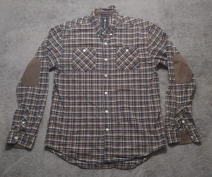 Camisa de franela Billabong para hombre a cuadros medianos marrón coderas calidad premium - Imagen 1 de 14