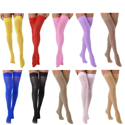 IIXPIN Sexy Women Shiny Oil Hold Up Stockings Thigh High Silk Long Socks Pantyhose UK