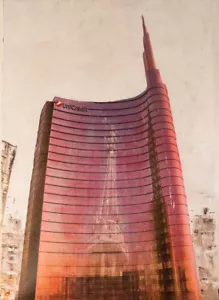 Bencini,Piazza Gae Aulenti, acrilico su tela, 100x70 cm, opera unica - Foto 1 di 1
