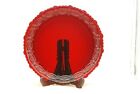 Avon Cape Cod Ruby Glass Dinner Plate Scalloped Rim Raised Bead Accents Disc. 