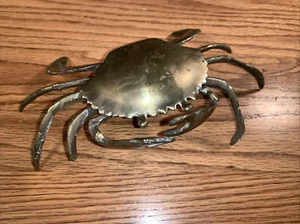 Cenicero vintage de latón para baratija de cangrejo caja con bisagras costa mar náutico - Imagen 1 de 5