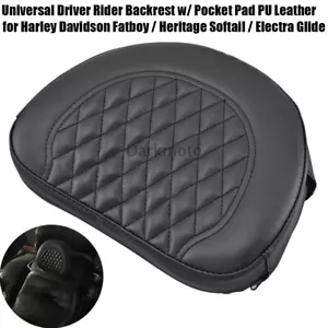 Almohadilla trasera organizadora de respaldo de conductor negra con bolsillo para Harley Touring Sportster - Imagen 1 de 12