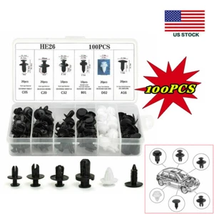 For Ford Car Push Pin Rivet Bumper Door Trim Panel Retainer Clip Fastener 100pcs - Foto 1 di 11