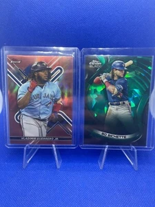 Topps Finest 1/75 Vladimir Guerrero Jr+Topps Chrome Black Bo Bichette 1/99 Aqua - Picture 1 of 5