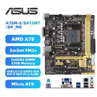 AMD A78 Motherboard ASUS A78M-E/D415MT/DP_MB FM2+ DDR3 for AMD Athlon/A-Series - Image 1 of 4