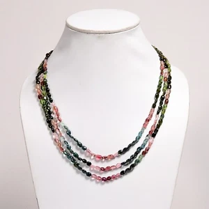 Collar de cuentas de turmalina múltiples naturales de 224 quilates ajustable de 5x4 a 7×4 mm ovalado - Imagen 1 de 6