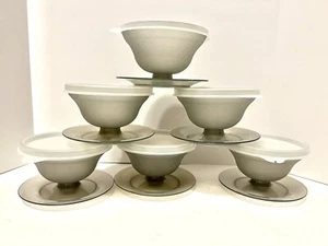 Vtg Lot of 6 Smoky Gray Sheer Tupperware Pudding/Parfait Dessert Cups with Lids - Picture 1 of 3