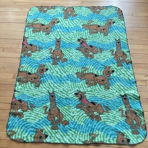 Scooby Doo Two 2001 Hippy Blue Green Fleece Blanket Cartoon Network 48" x 65" - Picture 1 of 5
