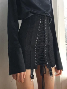 Women Punk Patchwork Vintage Mini Skirt Summer High Waist Skirt Sexy Skirts - Picture 1 of 25