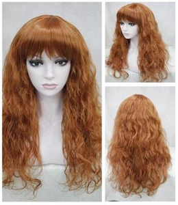 Women’s Wig Brown Red Long Finger Wave Ladies Daily Hair Wigs+Wig Cap - Picture 1 of 4