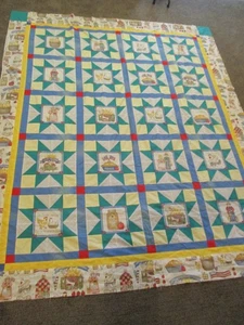 QUILT TOP ONLY Piecework Dianna Marcum Patchwork Farm Recipe SURGED EDGE 72x88" - Picture 1 of 10
