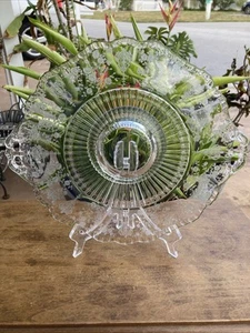 CAMBRIDGE ROSE POINT ETCH # 3500/39 PIATTO TORTA 13" CON 2 PIEDI A MANO * XLNT! - Foto 1 di 5
