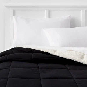 Room Essentials, Faux Shearling Microfiber Comforter, Twin/ XL Twin, Black - Picture 1 of 3