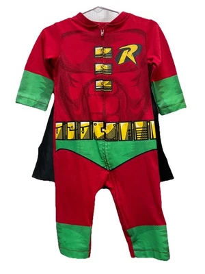 Robin From Batman DC Comics Costume Size 0-6 Months Removable Cape Halloween EUC - Image 1 of 4