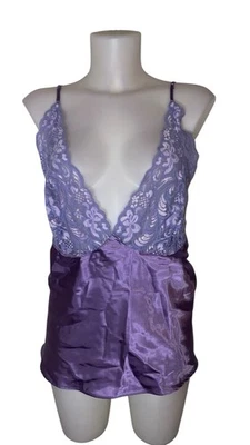 Camiseta sin mangas vintage Y2K para mujer púrpura satinado encaje coqueta hada grunge cami XL Foto 1 de 3