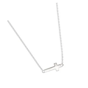 Sideways Kreuz Halskette für Damen, weiß .925 Sterling Silber, Schmuck - Bild 1 von 7