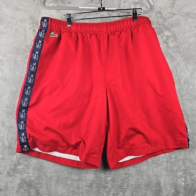 Pantalones Cortos de Natación Lacoste Para Hombre Talla 2XL Rojo Azul Forrado Cocodrilo Wst 36 X 9 Foto 1 de 4