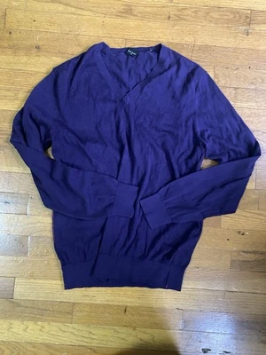 Paul Smith Women’s Purple Sweater With Red Thread Size M 100% Cotton Cozy Fall - Image 1 of 4