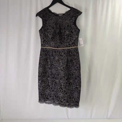 J S Collections Black Lace Embroidered Dress , UK Size 14 - Image 1 of 4