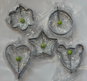 EGG & PANCAKE Ring Molds w/Handles~5 pc SET, Assorted Shapes~Stainless Steel NEW - Picture 1 of 7