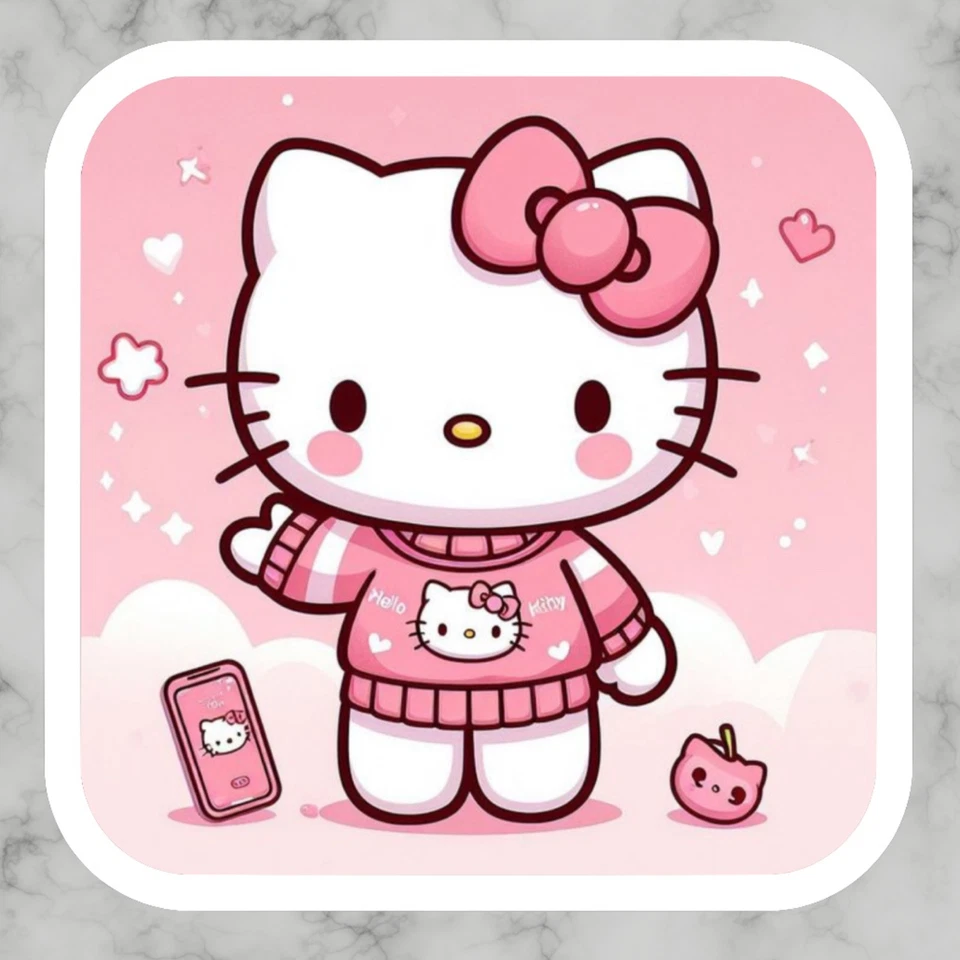 Gatito Gato, Kawaii Lindo Adorable Hola Brillante Vinilo Pegatina, Calcomanía Foto 1 de 1