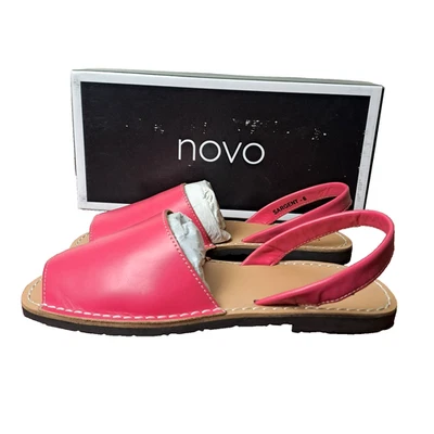 Novo Sargent Sandals Womens Sz 6 Magenta Slingback Flats Peep To Summer Slip On - image 1 of 4