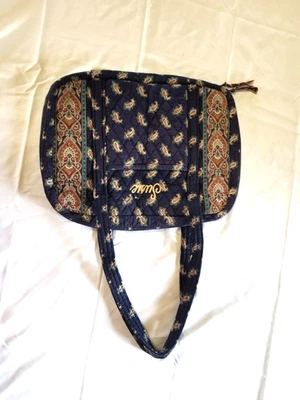 Vera Bradley Laptop Bag Classic Navy Paisley Two Pockets Strap 17" x 13" Vtg - Image 1 of 4