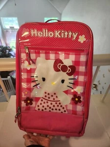 Hello Kitty Rolling Suitcase Luggage Pink Sanrio Plaid Soft Case Lightweight 16" - Picture 1 of 14
