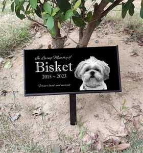 Personalisierter Haustierstein Gedenk Grabmal Granit Plakette mit Ständer Grabstein - Bild 1 von 24