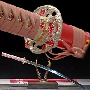 Sakura Pink Katana Clay Tempered 1095 Steel Japanese Samurai Sharp Lady Sword - Picture 1 of 10