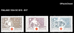 FINLANDIA 1934 SC B15-B17 BOCINA, STALHANDSKE, & de la GARDE RDCROSS SURTX MVLH F/VF - Imagen 1 de 2