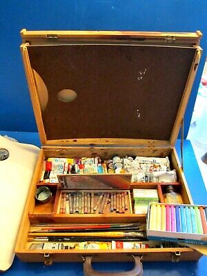 Vintage Wooden Oil Painter's Palette Case Box Case. As Found. Paint Chalk • 47.31€