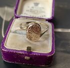 Vintage 9ct Oval Locket Ring with Chased 9k Gold Engraving Size Q 1/2