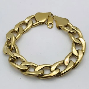MENS 9.5” HEAVY FILLED CUBAN LINK CURB BRACELET THICK PLATING 62.5g  MANLY LARGE - Picture 1 of 5