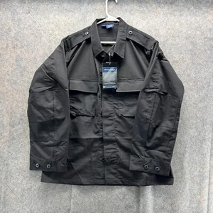 Propper Jacket Men Large Ripstop Black Button Down Polyester Combat Police - Picture 1 of 11