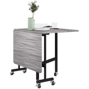 Folding Drop Leaf Dining Table Mobile With Wheels & Brakes Kitchen Table NEW UK - Picture 1 of 11