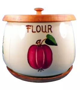 Puinton Fruit 6 Piece Canister Set Revolving Lazy Susan & Lid Vintage As Is - Picture 1 of 12