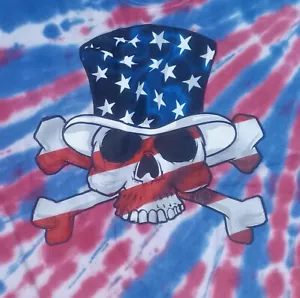 T shirt zio Sam teschio ossa incrociate tie dye L America 4 luglio rosso bianco blu - Foto 1 di 5