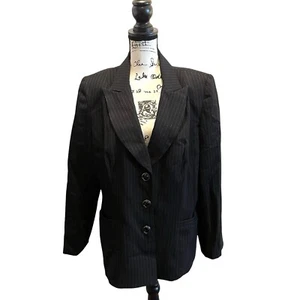Traje Blazer Chaqueta Lily & Taylor Negro Rayas Talla 16 Panel Modesty Vintage - Imagen 1 de 11
