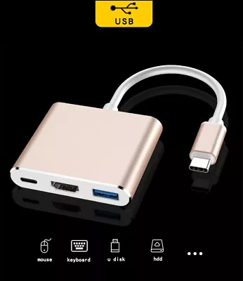 Type C to HDMI TV USB 3.0 HUB Video Adapter For Samsung S22 S20 Huawei P40 PC - Image 1 of 4