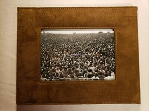 WOODSTOCK BETHEL NEW YORK IN CLASSIC VINTAGE BROWN SUEDE FRAME FRAMED 10.5 X 8.5 - Picture 1 of 6
