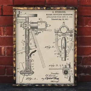1911 Evinrude Outboard Motor Patent Art 16x20 Vintage Nautical Custom Parchment - Picture 1 of 9
